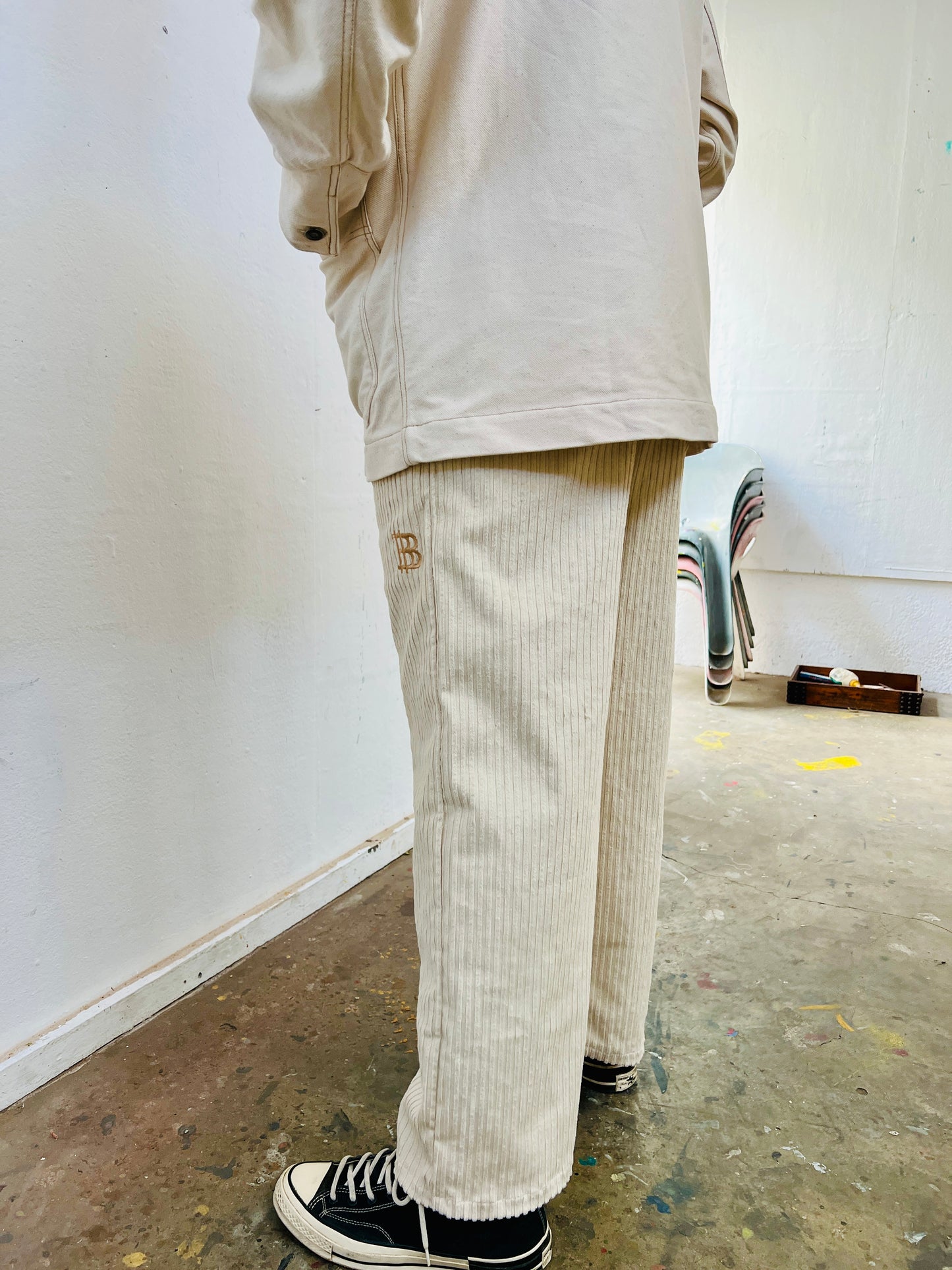 02 Corduroy Baggy Pants - Beige