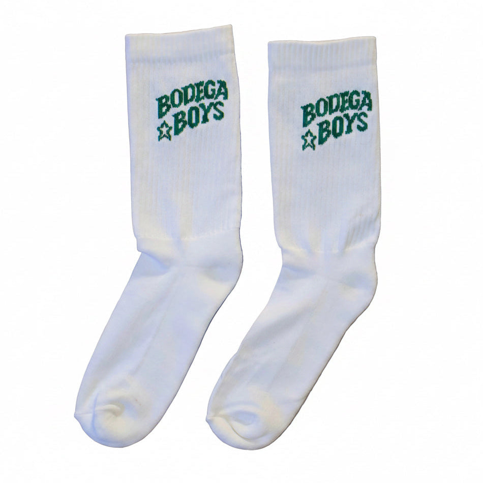BB Socks – White & Green Star