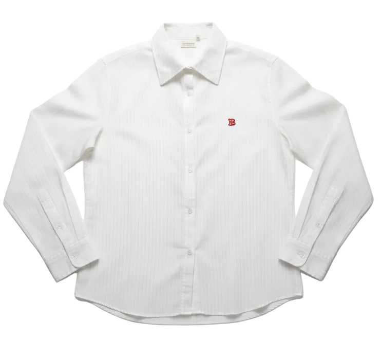 BB Ladies White Shirt – Silver Pinstripe