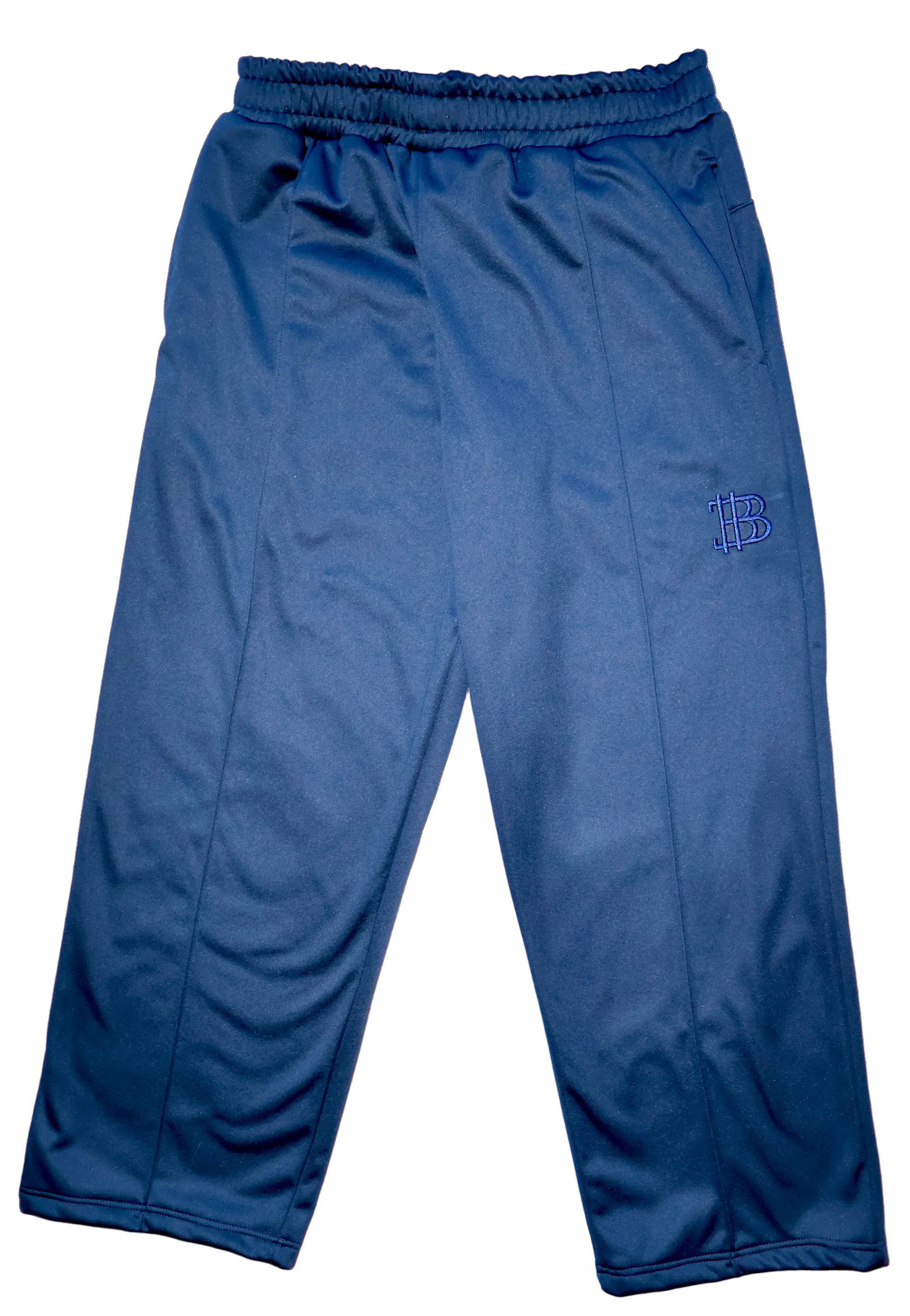 Blue pants with a logo on a white background